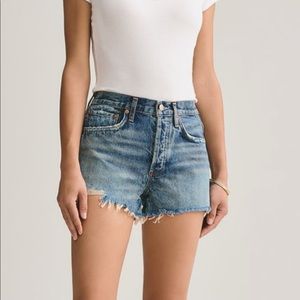 Agolde Parker jean shorts in rock steady